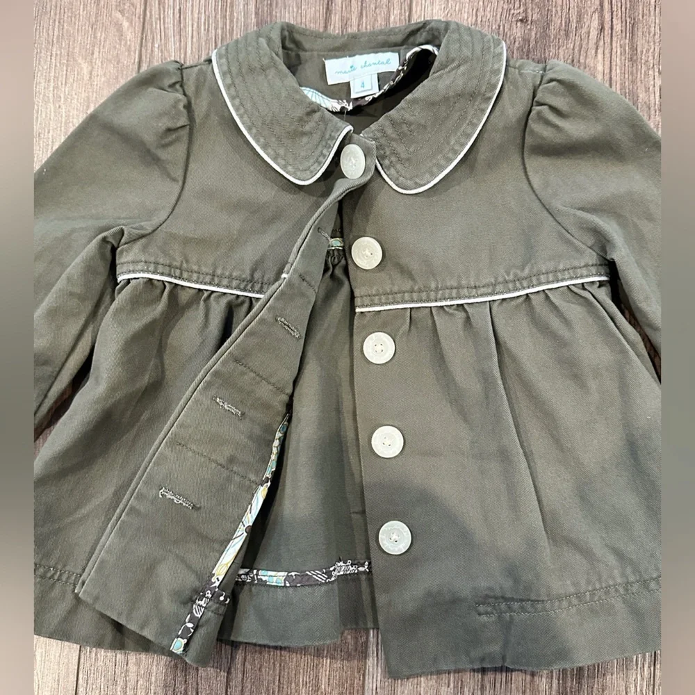 Marie Chantal Girls 4T Gray/Green Jacket